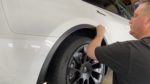 Installing Gyeon Mohs ceramic coating on Tesla Model Y rear wheel arch