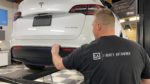 Installing Gyeon Mohs ceramic coating on Tesla Model Y rear bumper plastic trim