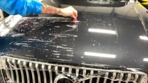 XPEL installation on hood of Volvo XC90 in Edmonton, AB.