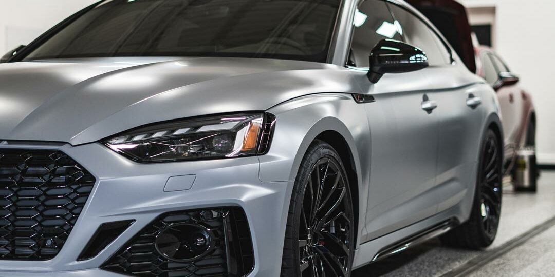 satin paint protection film on nardo grey audi rs5 in edmonton applied by Liberty Autoworx